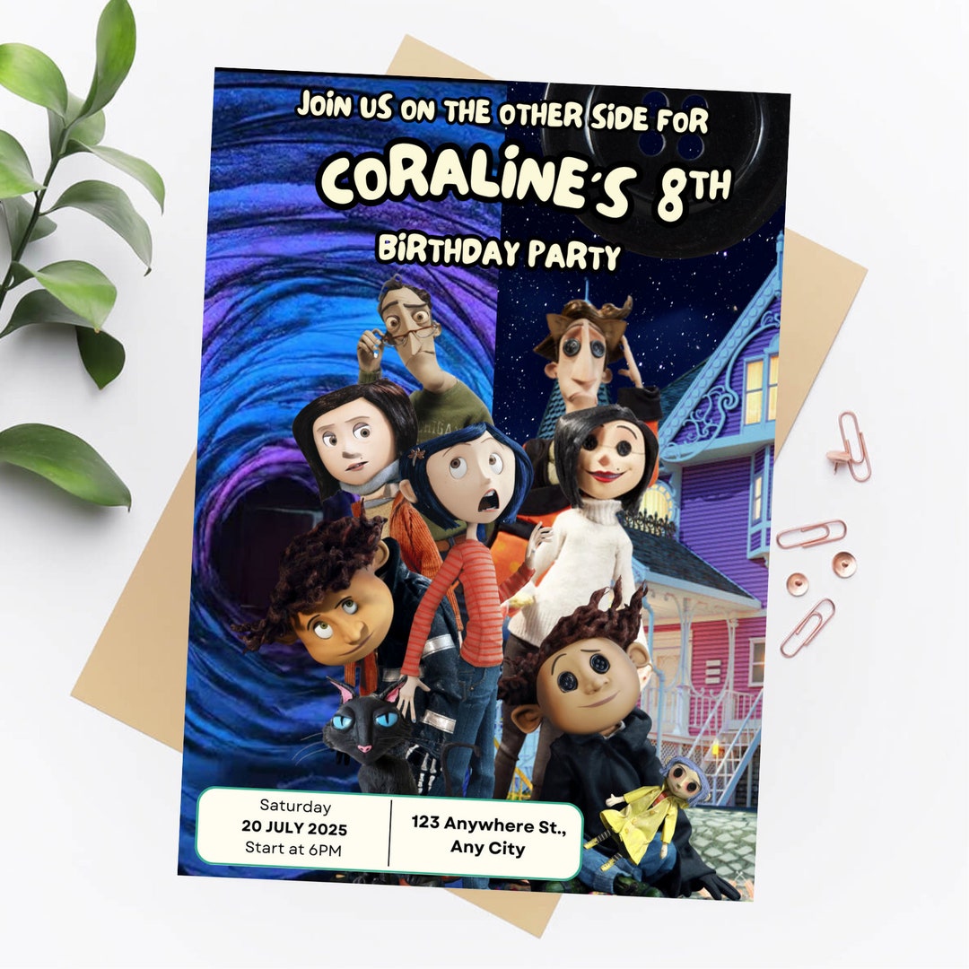 Coraline Birthday Invitation Template Coraline Themed Birthday Invite Coraline Birthday Invitation Template Coraline Themed Birthday Invite