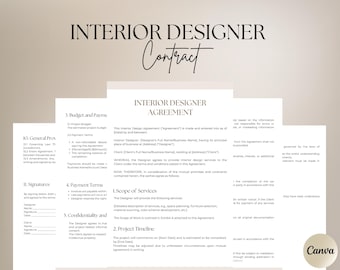 Interior Designer Contract, Interior Design Services Agreement, Client-Designer Agreement Template, Interior Decorating Client Contract