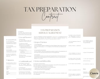 Contratto di servizio di preparazione delle dichiarazioni dei redditi, contratto cliente preparatore fiscale, modello di fattura, modello di biglietto da visita, modello di contratto di preparazione delle dichiarazioni dei redditi