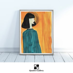 Modern abstract female portrait minimalist woman illustration instant digital download contemporary home decor print