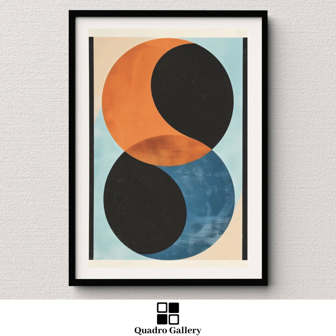 Mid Century Geometric Wall Art Printable Abstract Retro Shapes Bold ...