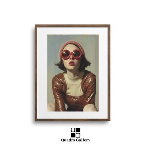Retro Girl Pop Art Style Portrait Red Glasses Cool Girl Print Indie Fashion Wall Art for home and office decor instant download