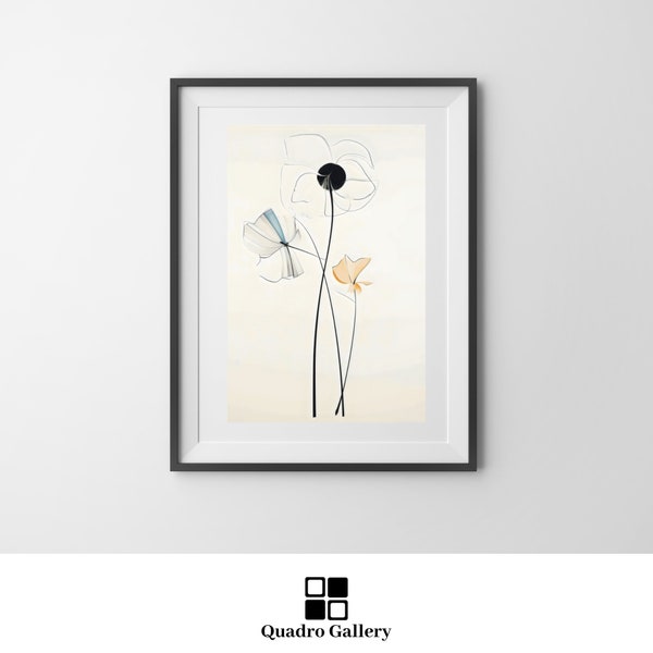 Elegant minimal floral line art printable flower modern home decor chic botanical illustration instant digital download artwork for office