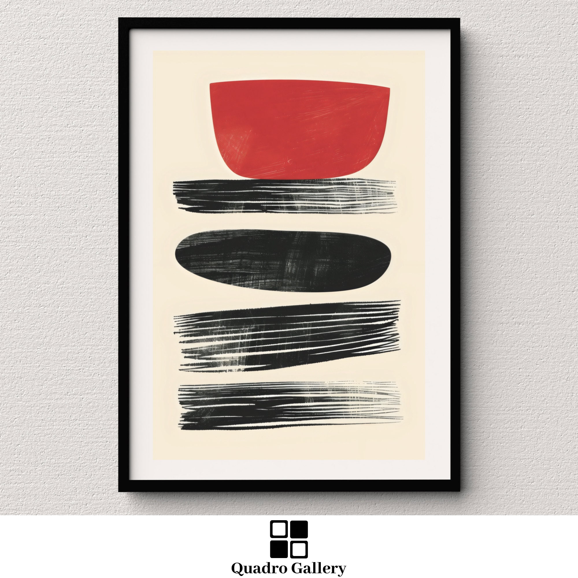 Minimalist Red and Black Abstract Art Print Modern Geometric Digital ...