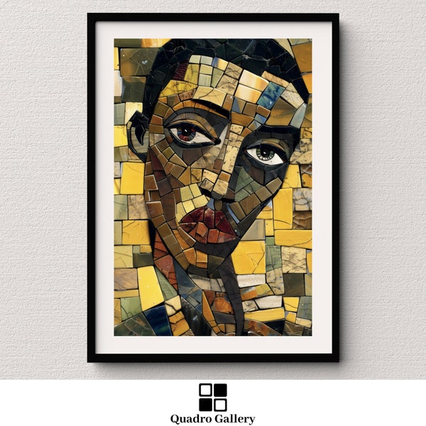 Abstract modern mosaic portrait of a man vibrant printable artwork instant download print chic home digital print