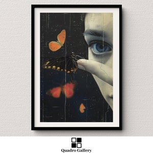 Butterfly Digital Wall Art Printable Surreal Portrait with Butterflies Instant Download Ethereal Nature Decor Dreamy Modern Art for Home