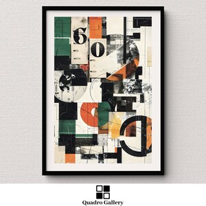 Abstract Geometric Art Print Modern Collage Wall Decor Retro Futuristic Poster for home and office Design Minimalist Art Colorful Shapes