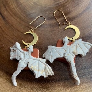 Fantasy Book Dragon WHITE earrings