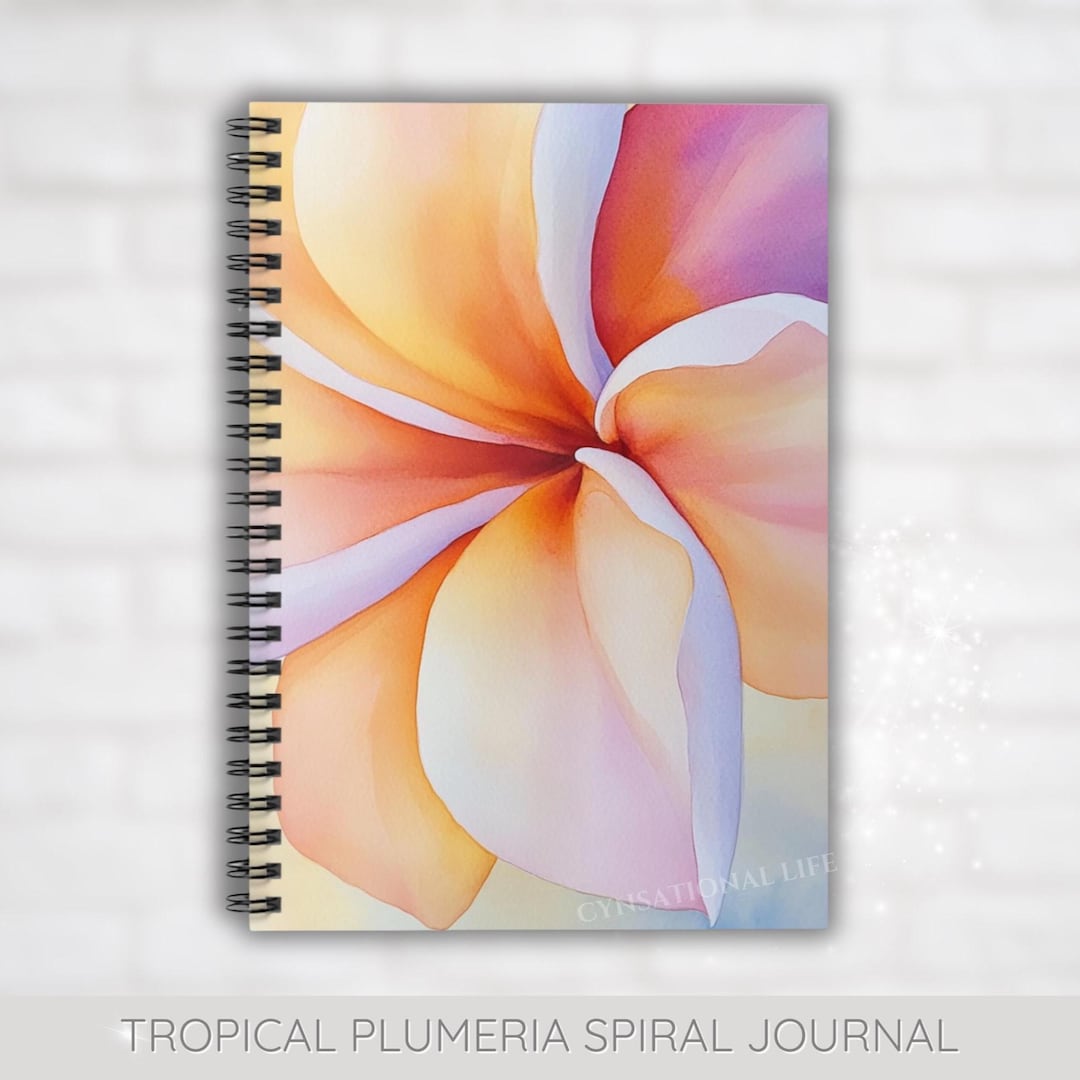 Watercolor Plumeria Spiral Notebook – Tropical Lined Journal for ...