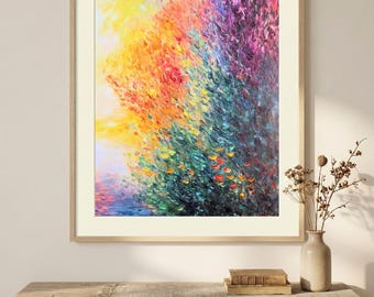 Abstract Floral Colorburst Print: Modern Living Room Wall Art (Digital Download)