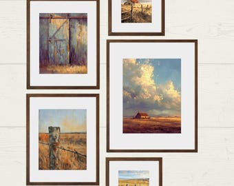 Western Wall Art Gallery Set | Rustic Ranch Farmhouse Framed Wall Decor for Living Room, Bedroom or Cabin