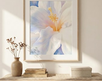 Printable Wall Art Hawaiian Hibiscus Watercolor Floral Poster Botanical Tropical Art for Bedroom Apartment or Gallery Wall Instant Download