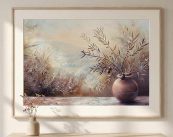 Olive Branch Print: Rustic Mediterranean Wall Art (Digital Download)