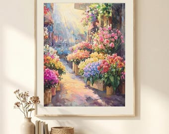Flower Market Print: Colorful Botanical Floral Wall Art; Aesthetic Flower Poster (Digital Instant Download Printable)