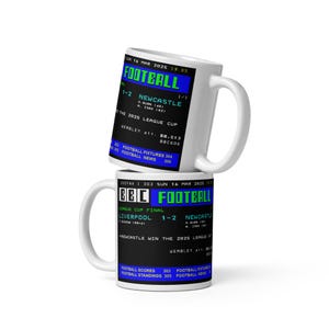 Newcastle vs Liverpool 2025 League Cup Final CEEFAX Mug