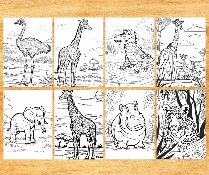 30 Savannah Animal Coloring Pages, Activity for Kids Preschoolers