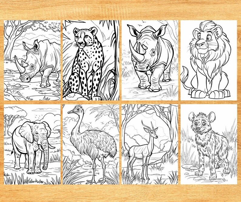 30 Savannah Animal Coloring Pages, Activity for Kids Preschoolers