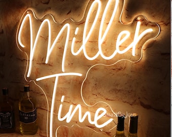 Miller Time Neon Sign: Handmade LED Bar Decor