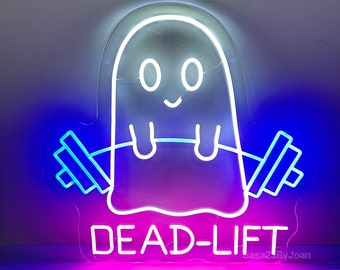 Ghost Deadlift Neon Sign: Funny Gym Wall Decor