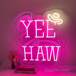 Yee Haw Neon Sign, Cowgirl LED Wall Neon, Retro Preppy Howdy Room Decor, Vintage Western Light, Cowboy Theme Bar Pub Decor, Christmas Gift
