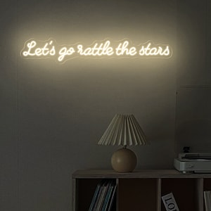 Let&#39;s Go Rattle the Stars Sign, TOG Inspired Wall Art, Fantasy Quote, Book Lover Neon, Library Sign, Bookish Decor, Gift for Book Lovers