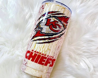 Kansas City Chiefs, Football, Custom, Handmade, 20oz Epoxy Free Tumbler, Sports