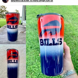 Buffalo Bills, 20oz Painted Tumbler, Custom, Handmade, Sports, Football, Epoxy Free