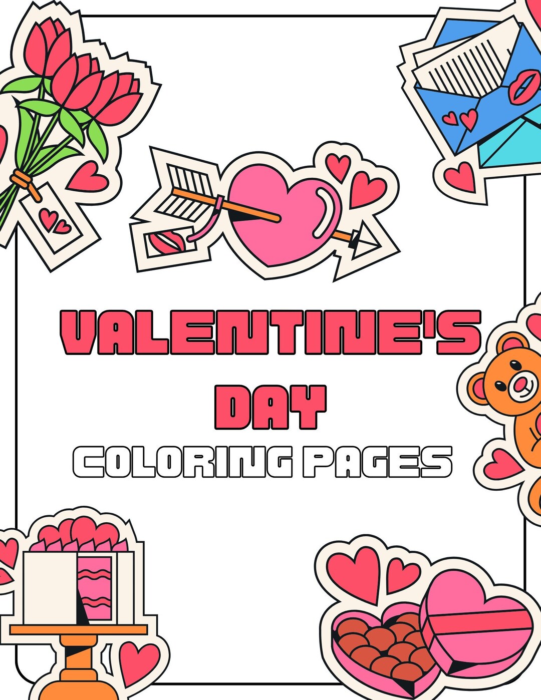 Valentines Day Coloring Pages Etsy