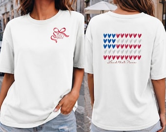 Heart Flag Liberty T-shirt | Patriotic USA Hearts, 4th of July Tee