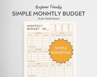 Simple Monthly Budget Spreadsheet, Simple Printable Budget Sheet, Weekly Budget Template, Biweekly Budget, Paycheck Bill Expense Tracker