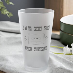 Funny Frosted Pint Glass, Vintage Drinking Glass, Humorous Drinkware, Unique Beer Glass, Retro Gift for Dad