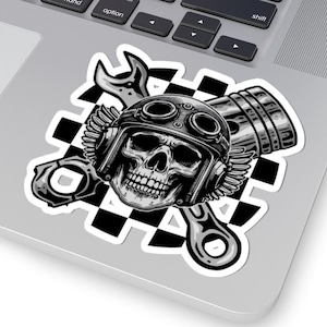 Mechanic Enthusiast Sticker Set: Motorcycle, Car, Skull & Wrench Decals