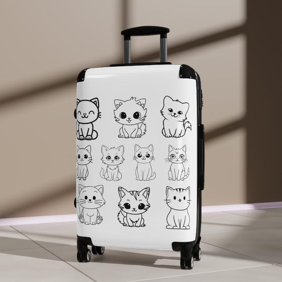 Hard Shell Luggage With Cats On It Cat Lovers Suitcase: Feline