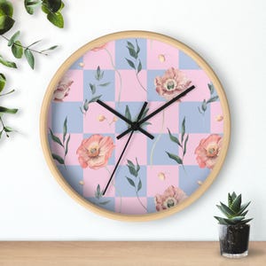 Reloj de pared con diseño floral, decoración del hogar, arte de pared único, reloj con estampado floral para dormitorio, decoración de sala de estar