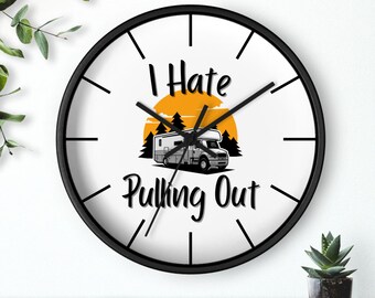 RV Camping Clock | Rustic Motorhome Sunset Wall Art