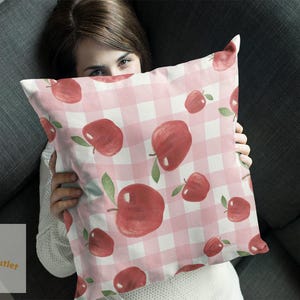 Apples Design Square Pillow - Decorative Throw Cushion for Home, Fruit Lovers Gift, Farmhouse Decor, Modern Accent Pillow, Couch Pillow