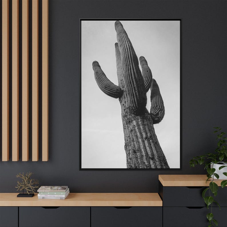 Black and White Saguaro Cactus Canvas Print: Desert Southwest Wall Art ...