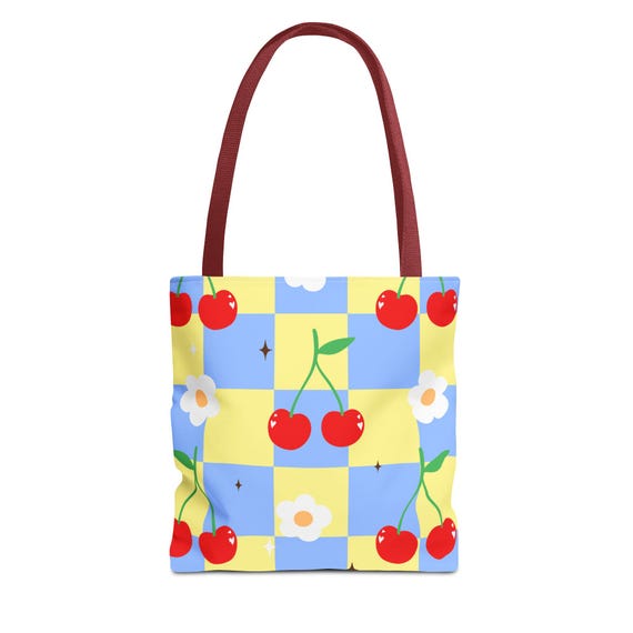 チェリーズデザイントートバッグ：楽しい柄のポリエステルハンドバッグ