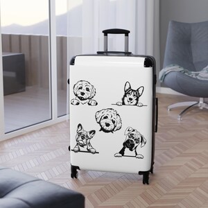 Koffer met grappige hondengezichten - reisbagage, cadeau huisdierliefhebber, tas dierenprint, handbagage, reisaccessoire puppy