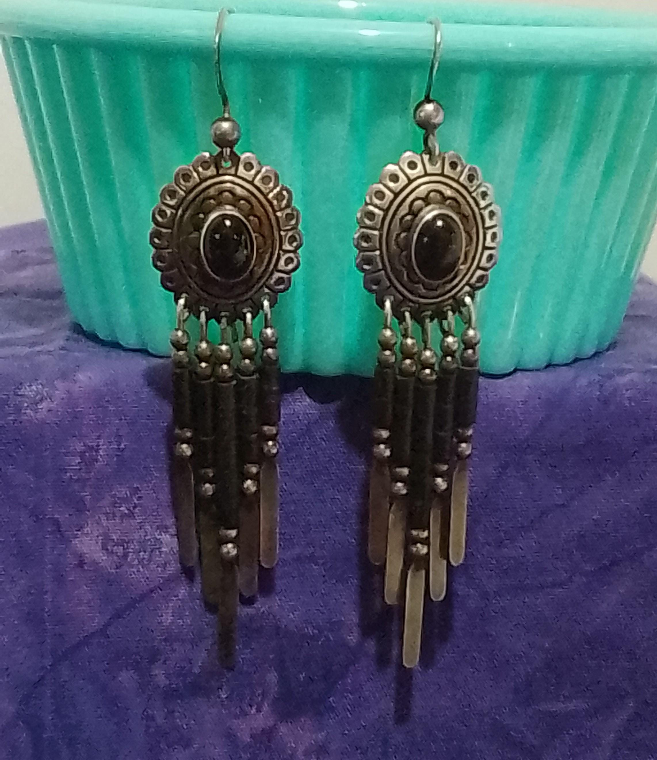 ヴィンテージ　QT社製　STERLINGピアス Vintage Q.T. Sterling Silver Handmade Earrings, Native