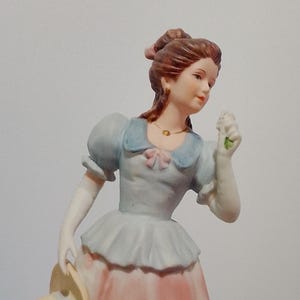 Vintage Homco #1452 Lady Camille 1980s Porcelain Victorian Era Collectible Figurine Approx 8&quot; Tall