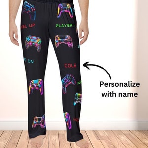 Gamer Pajamas, Game Lover, Personalized Gamer Pajama Pants, Custom Video Game Sleepware, Gamer Gift, Gaming Lounge Ware, Gamer Nightware