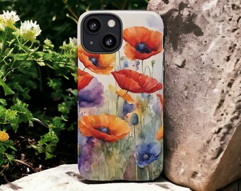 Funda de teléfono Poppy, funda para iPhone, funda para teléfono Samsung, funda para teléfono Google Pixel, funda para teléfono con motivos florales, funda para teléfono iPhone 16, funda para teléfono Samsung S24