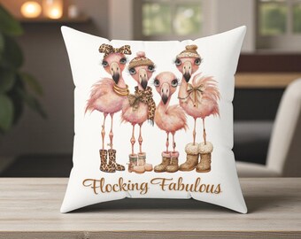 Flamingo Kissen - Glam Pink Flamingos Dekokissen, Süßes Girly Wohnkultur Geschenk, Glam Flamingo Kissen, Beflockung Fabelhaftes Lustiges Flamingo Geschenk