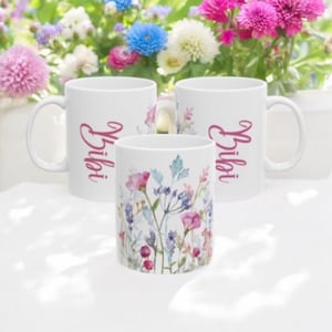 Bibi Floral Mug, Bibi Mug, Personalized Mug, Mother&#39;s Day Gift, Bibi Gift, Bibi Coffee Cup, Bibi Birthday Gift, Customized Mug