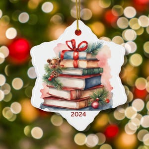 Book Christmas Ornament, Customized Christmas Ornament, Book Club Christmas Ornament, Book Lover Ornament, Personalized Book Ornament