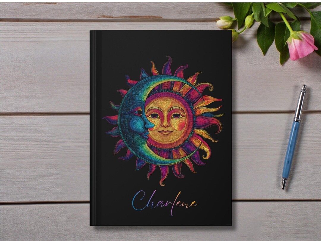 Celestial Sun and Moon Journal, Personalized Blank Lined Hardcover ...