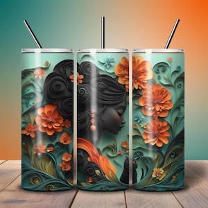 Black Woman Skinny Tumbler, 20oz Skinny Tumbler, Afro American Tumbler, Black Woman Tumbler, Black Girl Tumbler, Black Girl Water Bottle