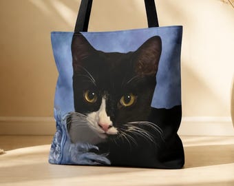 Personalized Photo Tote Bag, Custom Picture Tote, Custom Photo Gift for Family & Pets, Gift for Mom, Gift for Grandma, Personalized Tote Bag