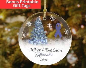 Colon Cancer Survivor Personalized Ornament - The Year I Beat Cancer, Custom Cancer Survivor Ornament, Cancer Free Gift, Cancer Warrior